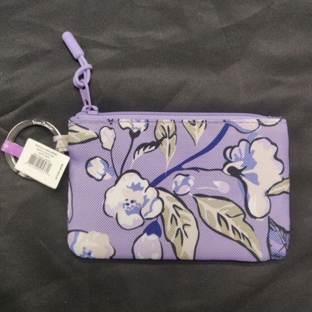 Vera Bradley Wild Roses Lavender Zip ID Case